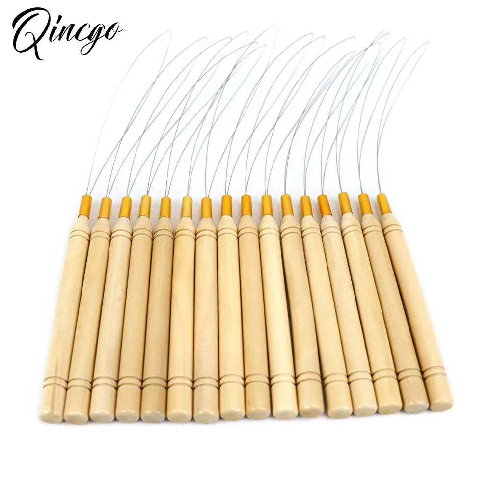 10 Pieces Hair Extension Loop Needle Threader Needle Pulling Hook Tool and Bead Device Tool Black Loop Threader for Hair Feather ring beads hair extensions tools hair extensions tools
