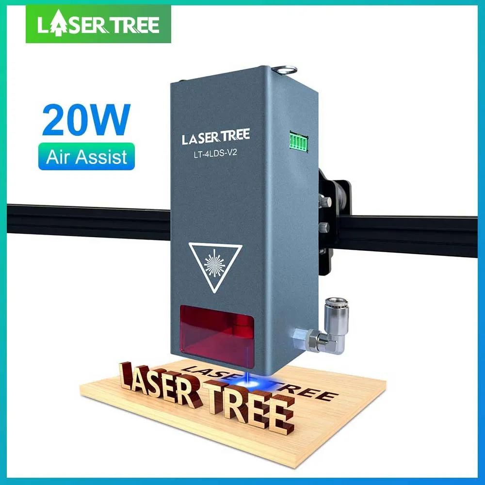 Upgraded 5W Laser Module, LASER TREE 23mm Fixed Focus Balance Engraving And Cutting Head, Laser Engraver Module 5W Optical Power With Metal Wind Gathering Hood, Suitable For Laser Engraver Machine