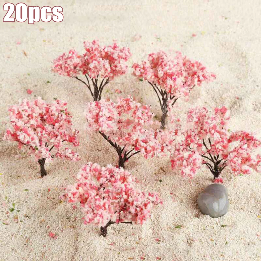20pcs 6.4cm Tree Model Accessories Cherry Flowering Plant Model Railway Layout Practical