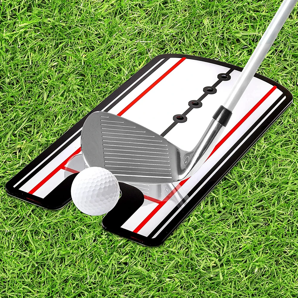 Golf Putting Alignment Mirror with Putting Cup Combo, Portable Swing Training Aids, Practice Putting Trainer with Hole Cup Set 