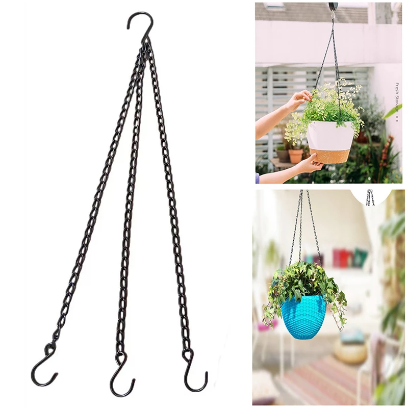 Flower Pot 40cm Imitation Rattan Hanging Basket Chain With 3 Hooks Basin Hydroponic Plants Plant Grow Basin Home Garden Decor
