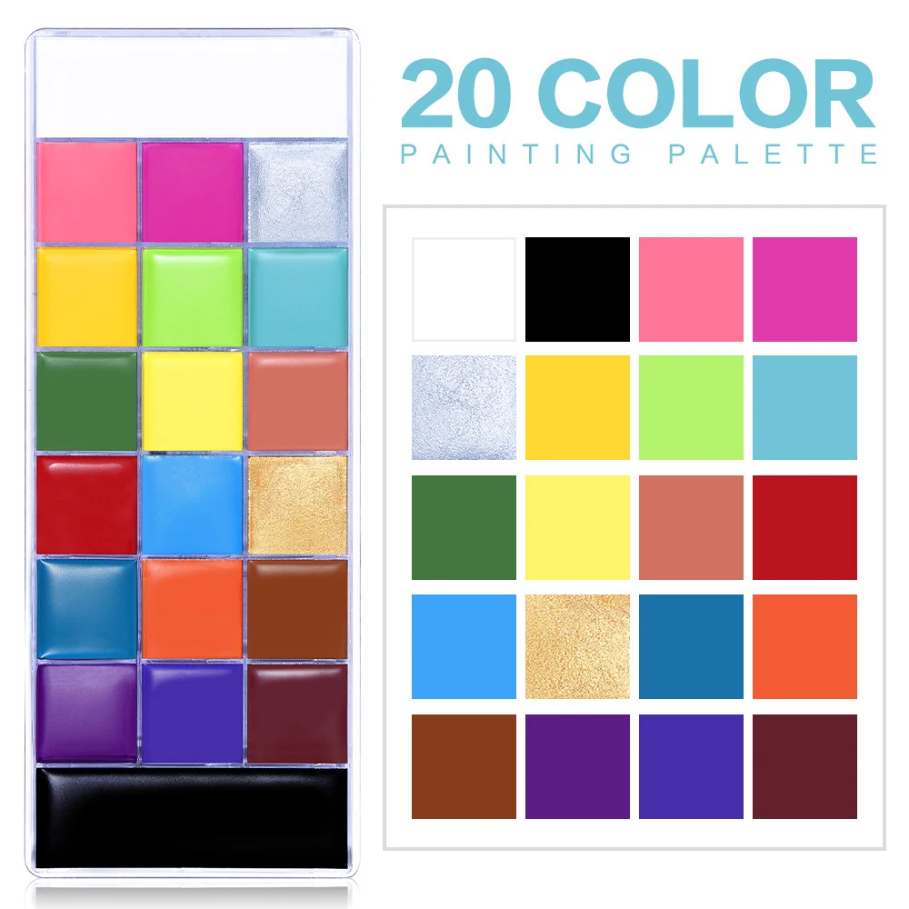 20 Colors Face Body Paint,Oil Palette Face & Body Paint  Pigments Face Makeup,Long-Lasting Face Painting Cosplay & Halloween - 3