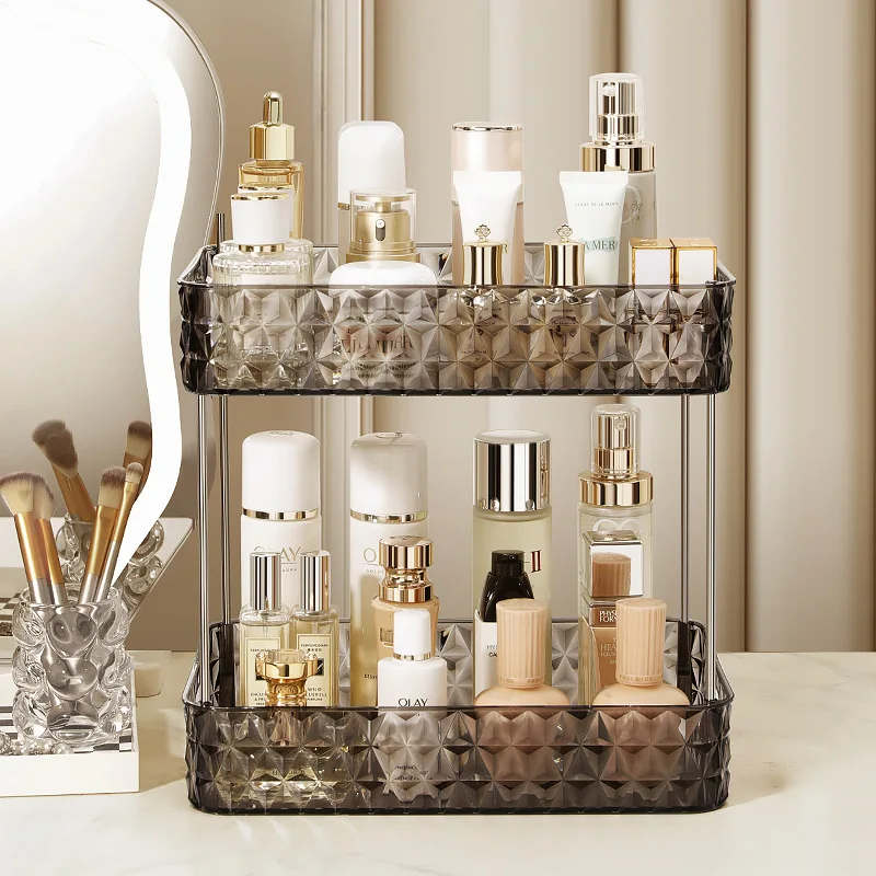 Acrylic Storage Organizer Shelf Of Bathroom Home Kitchen Makeup Skincare Shampoo Lipstick Tabletop Holder Cosmetic Desk Rack 4
