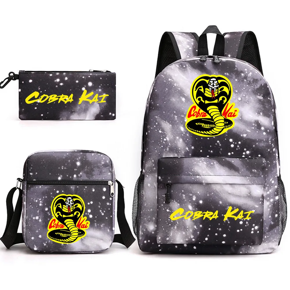 3Pcs/set Cobra Kai Bcakpacks Cartoon Children Boys Girls School Bags Lightweight Students Waterproof Capacity Mochilas children backpack students backpack children bag