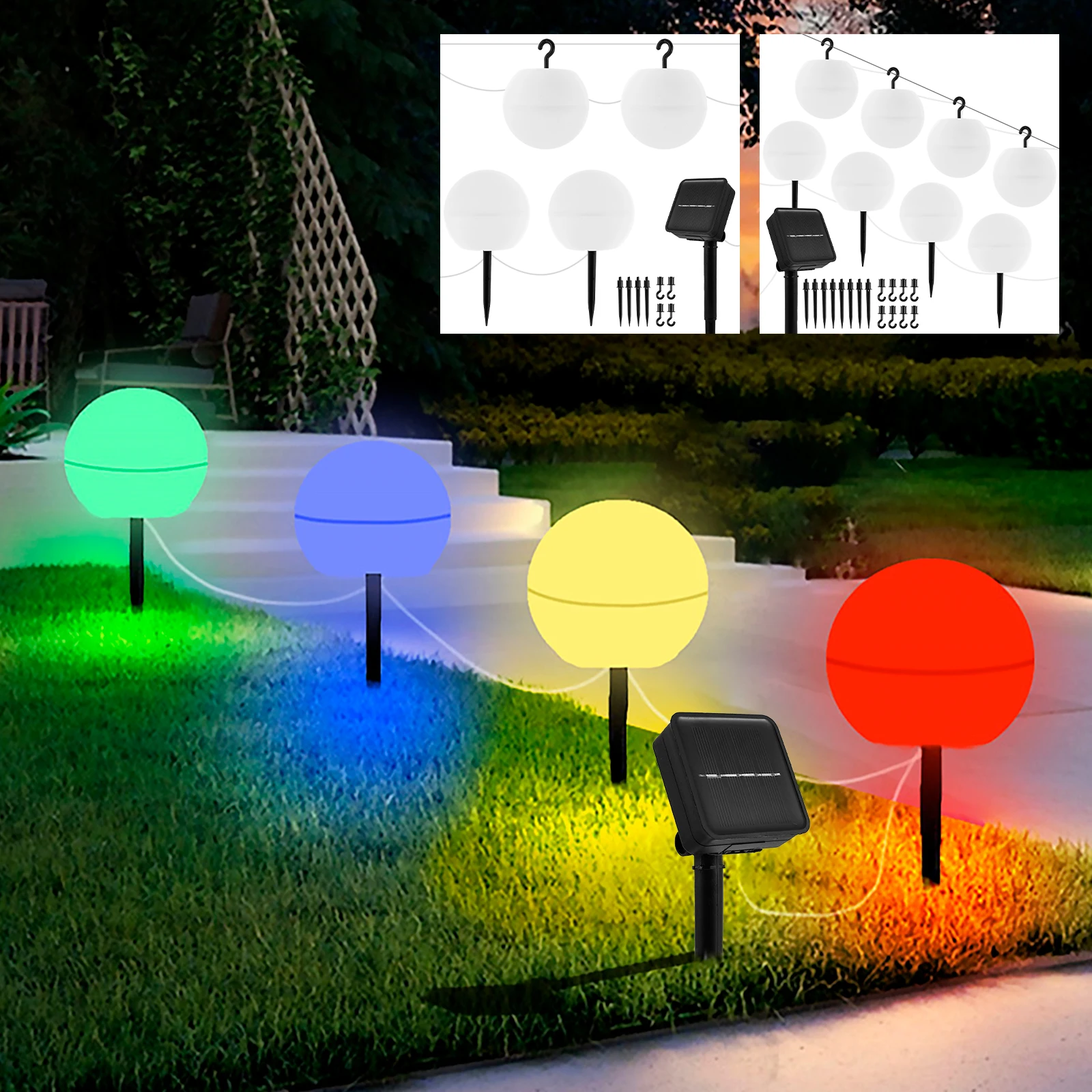 

Solar Ball Stake Light IP65 Waterproof Solar Powered Globe Ground Light Colorful Solar Pathway Light Solar Landscape Lawn Night