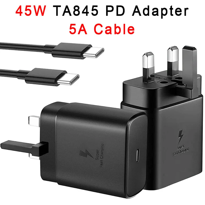 45W Samsung Super Fast Charger with 5A Type C Cable - UK Plug Adapter
