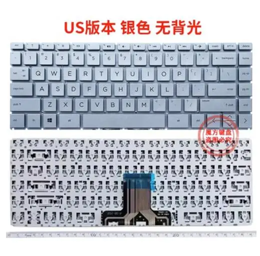 

US silver no backlit keyboard For HP 14-DG 14-DF 14m-dh 14s-DR 14-DK 14-dq 14s-dq 14-fq TPN-Q207 TPN-Q221 TPN-W139