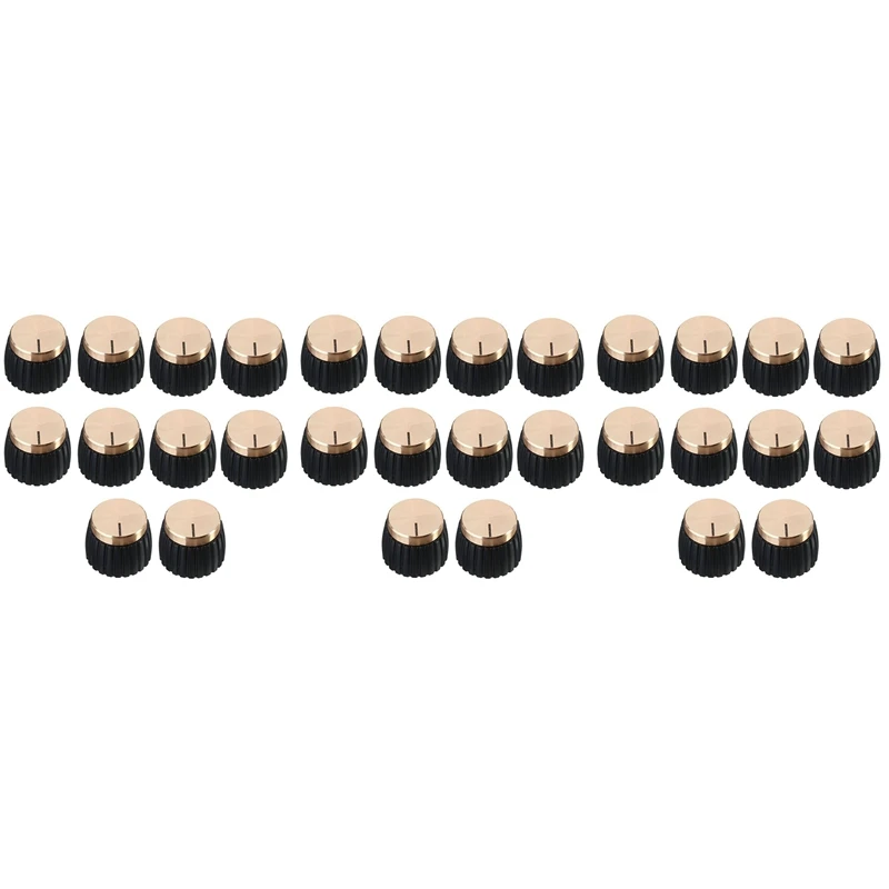 

30X Guitar AMP Amplifier Knobs Push-On Black+Gold Cap For Marshall Amplifier