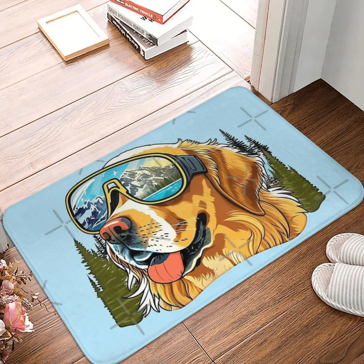 

Golden Retriever In Ski Googles 40x60cm Carpet Polyester Floor Mats Mats Personalized Doorway Everyday