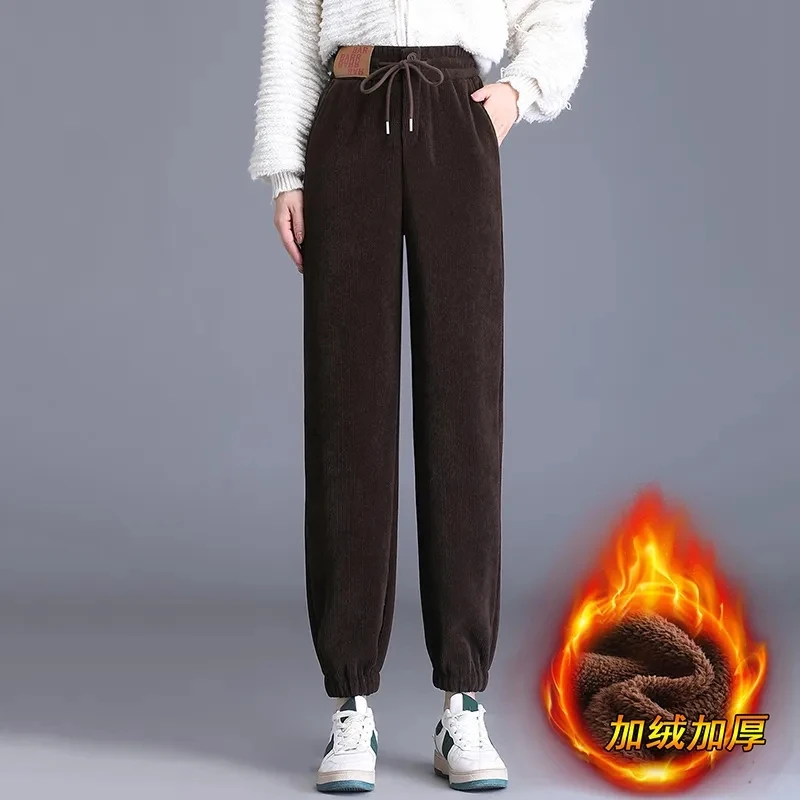 Women Winter Pants 2023 New Thicken Warm Plush Straight Trousers Fashion  Korean Loose Casual Chenille Harlan Leggings Pantalons