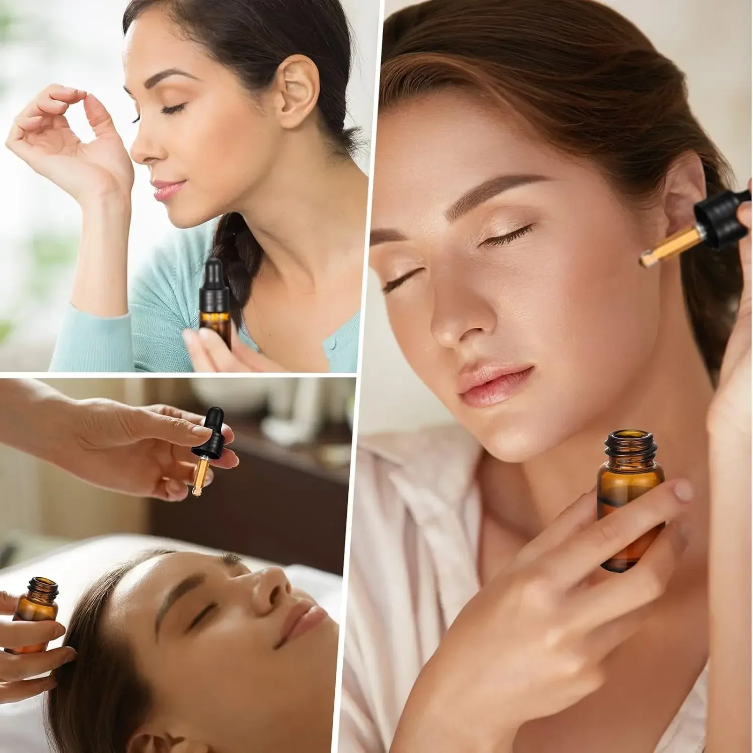 5Pcs 1-10ml Glass Dropper Bottles Mini Essential Oil Perfume Sample Containers Amber Chemical Dispenser Travel Dropper Vials