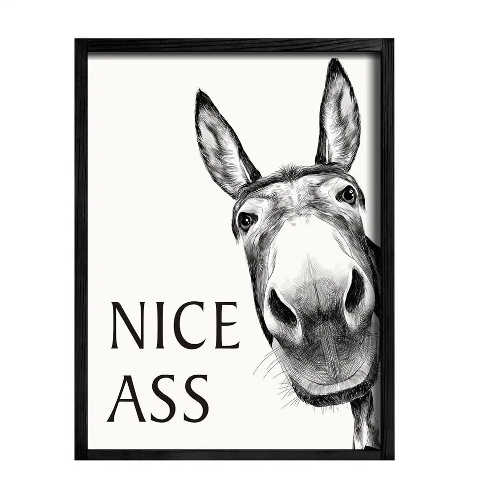 Humorous Donkey Bathroom Wall Art - Nice Ass Decorative Poster
