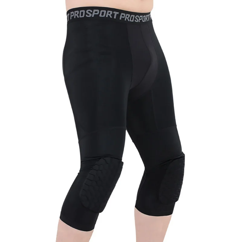 Casual Sports Pants 3/4 Tights Knee Pads Men Running