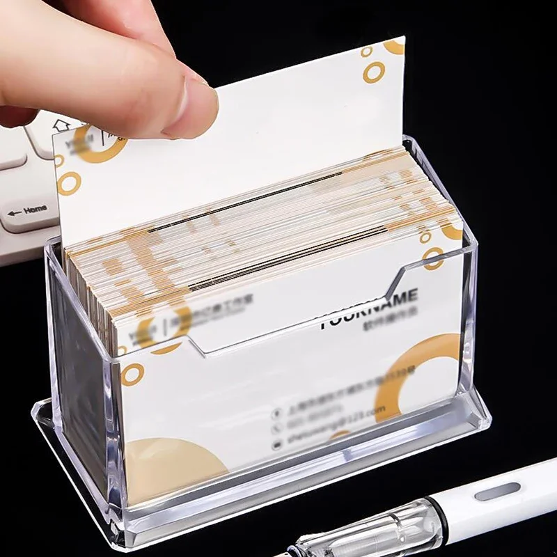 Business Card Holder Acrylic Clear Name Cards Organizer Office Desk Display Stand Transparent Business Card Shelf Storage Boxes