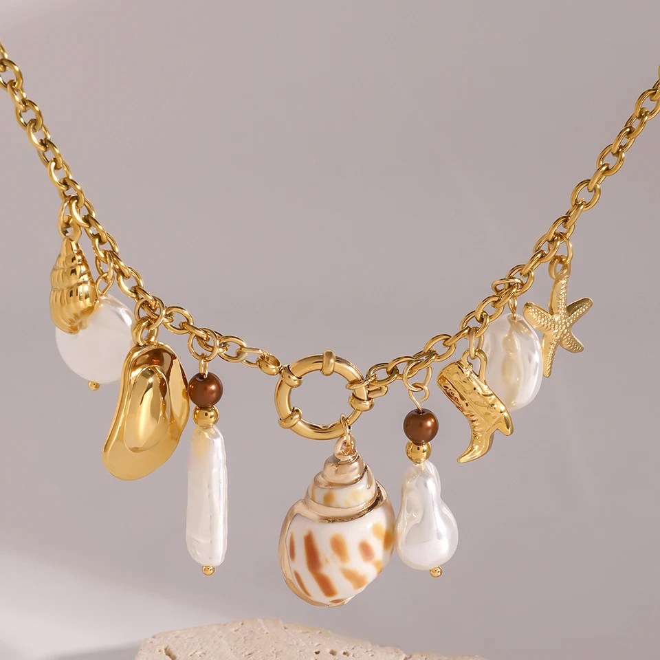 Aonklot Collana con perline a forma di pesce da donna, in