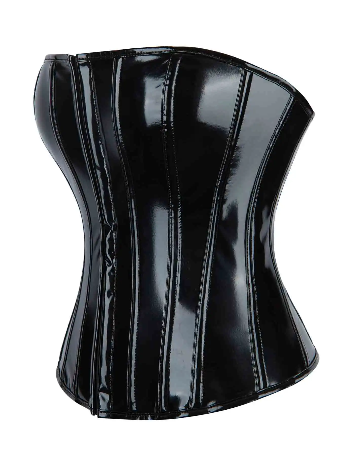 New European and American leather breasted glossy leather court corset waist corset 3