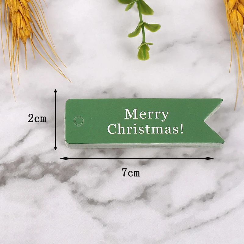 Merry Christmas Gift Tags 50Pcs Party Green Labels Kraft Paper for Wedding Party Cake Decoration DIY Packaging Labels Paper Card