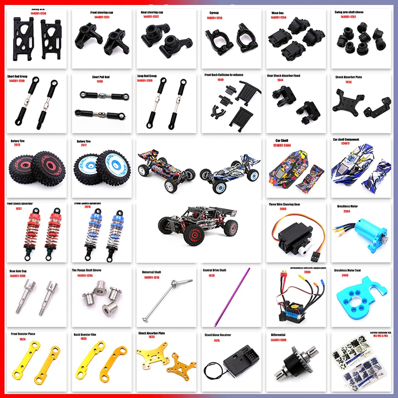 Set Sospensioni In Metallo Rosso Per Wltoys 144001 124016 | Bracci Sterzo E Supporti Mozzo Per Auto RC - 4