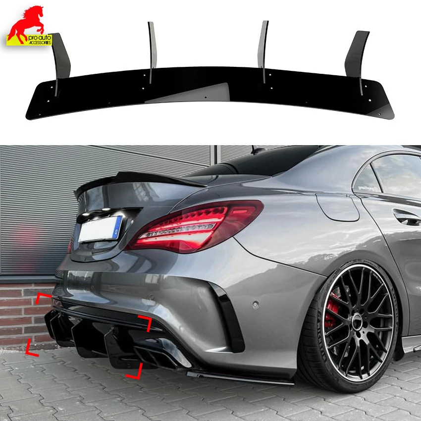 

Диффузор для заднего бампера, боковые разветвители для Mercedes Benz CLA Class CLA45 AMG C117 2016-2019, автомобильная отделка, спойлер, брызговик, плавники