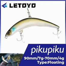 LETOYO Bent Pencil Surface Dying Fishing Lure 90mm 7g/70mm 4g PikuPiku Topwater Floating Artificial Hard Baits For Bass Fishing