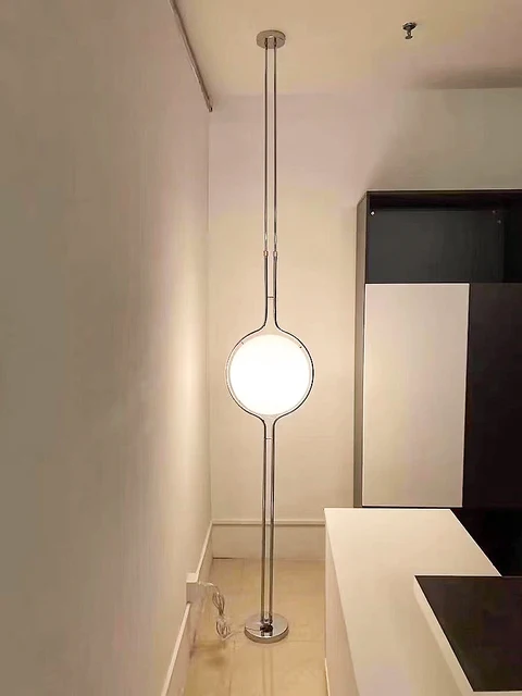 Garrault Delord LED Floor Lamp Chrome Metal White Acrylic Ball Bedside Standing Light Living Room Hotel Sofa Home Decoration 1
