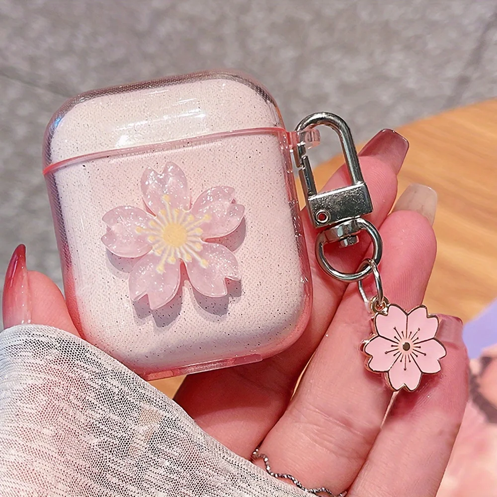 Chic Blossom & Stylish Floral Protective AirPods Case with Carry Strap for Pro/2/3 Gen: Elegant Security & Personalization