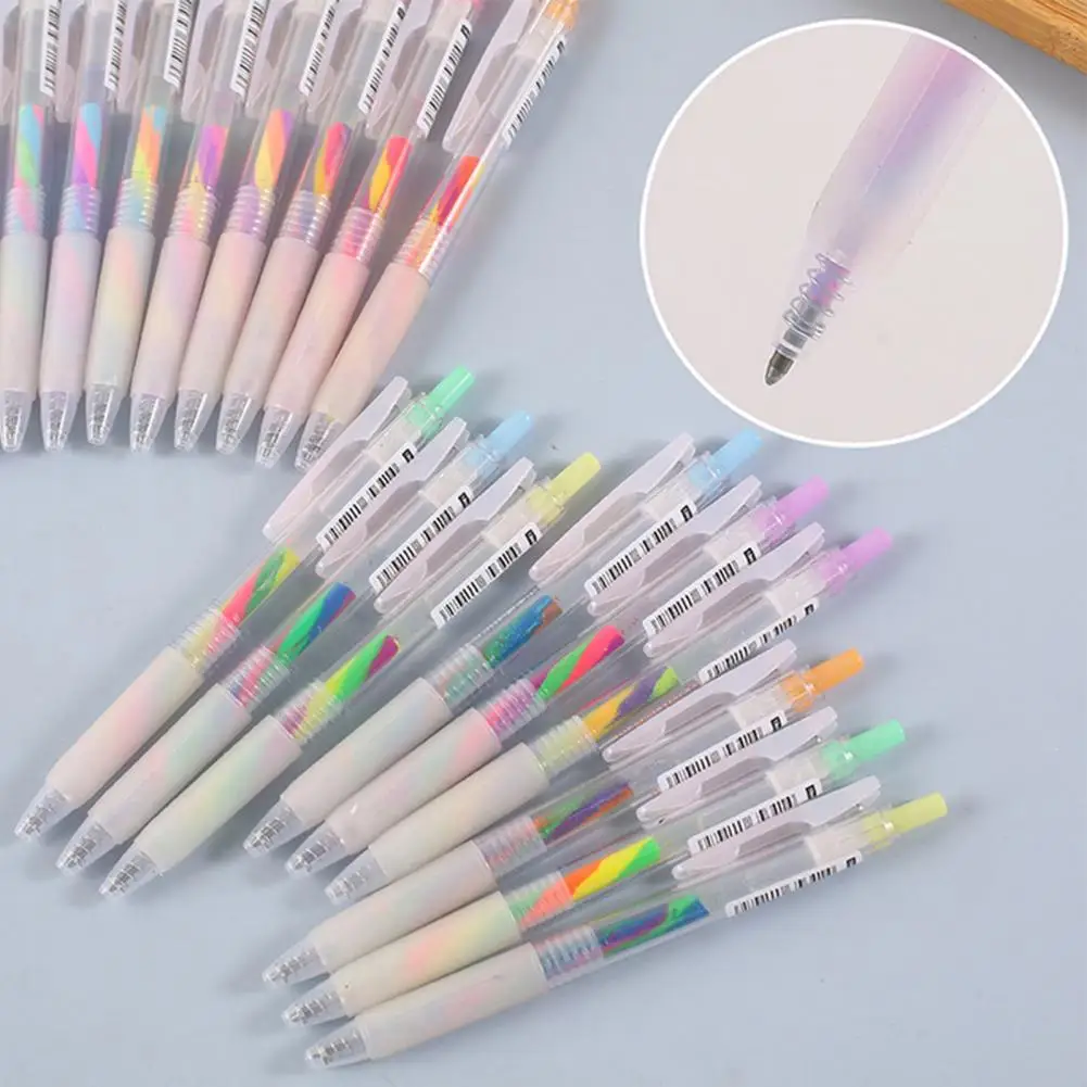 6Pcs/Set Glitter Gel Pens Gradient Color Rainbow Gel Pens Smooth Writing Long-lasting Ink Gel Pens for Kids Gel Pens Gift