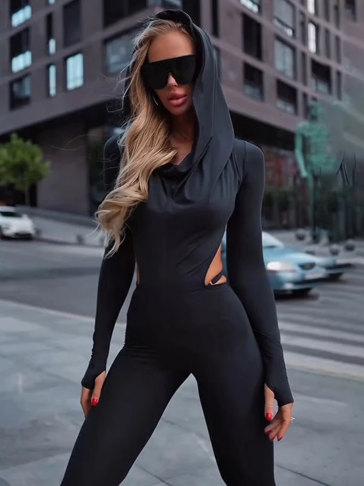 Nibber Backless Hooded Jumpsuits Women Long Sleeve Peach Buttock Slit Solid Skinny Elasticity Autumn Trend Sexy Street Outfits Sf38e2eafd74340ef810a490d899aa068z