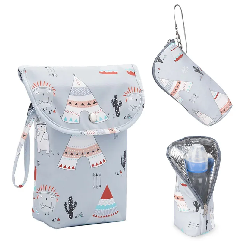 2pc Waterproof Reusable Baby Bottle Warmer Diaper Bag Set Baby Feeding Diaper Storage Handbag Stroller Hanging Bag for Going Out