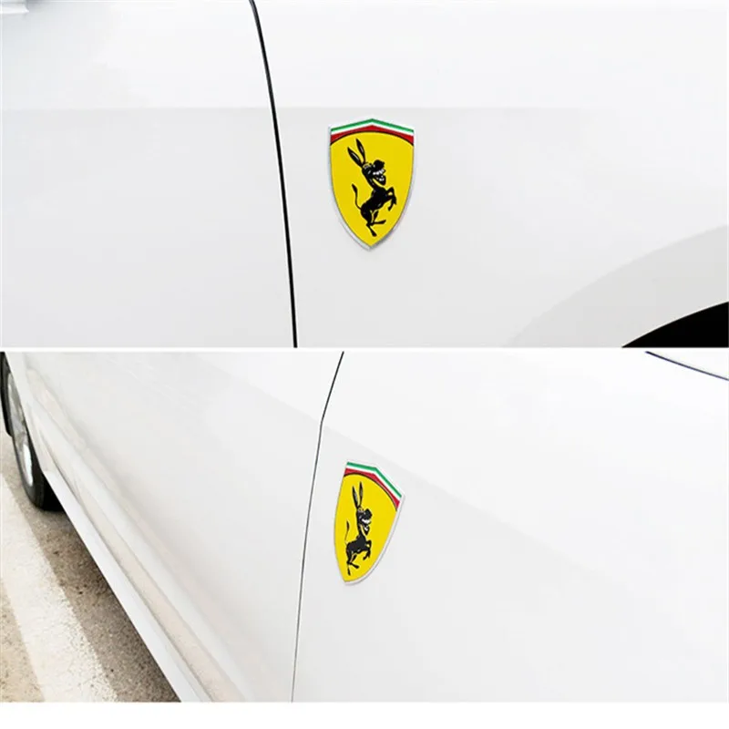 1pcs/2pcs aluminum Ferrari Donkey Sticker for Ferrari 3D Decoration Car  Sticker Auto Decals Creative Funny Car Styling - AliExpress