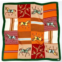 Fashion Scarves for Women Shawl Horse Print Silk Satin Hijab Scarf Female 70*70cm Luxury Brand Square Shawls Scarfs For Ladies 2