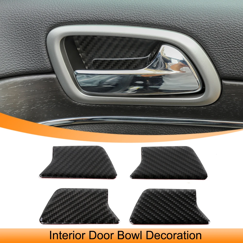 

Car Interior Door Handle Bowl Decoration Panel Cover Trim Stickers Accessories Carbon Fiber for Jeep Grand Cherokee 2011-2023