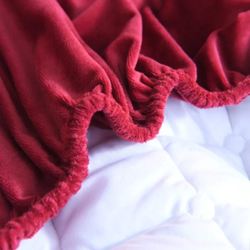 Plush Thicken Quilted Fitted Sheet Warm Soft Velvet Fit Sheet Single Double Queen Size Mattress Cover With Elastic Band Bedsheet 6