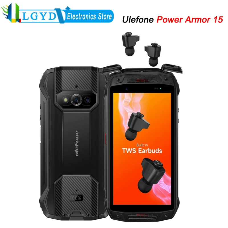 Ulefone Power Armor 15 Rugged Phone Global Version uBuds Inside 6GB RAM 128GB ROM 5.45'' Android 12 MTK Helio G35 Octa Core NFC android 10 os doogee s88 pro ip68 ip69k rugged phone quick changing 10000mah big battery helio p70 octa core 6gb ram 128gb rom