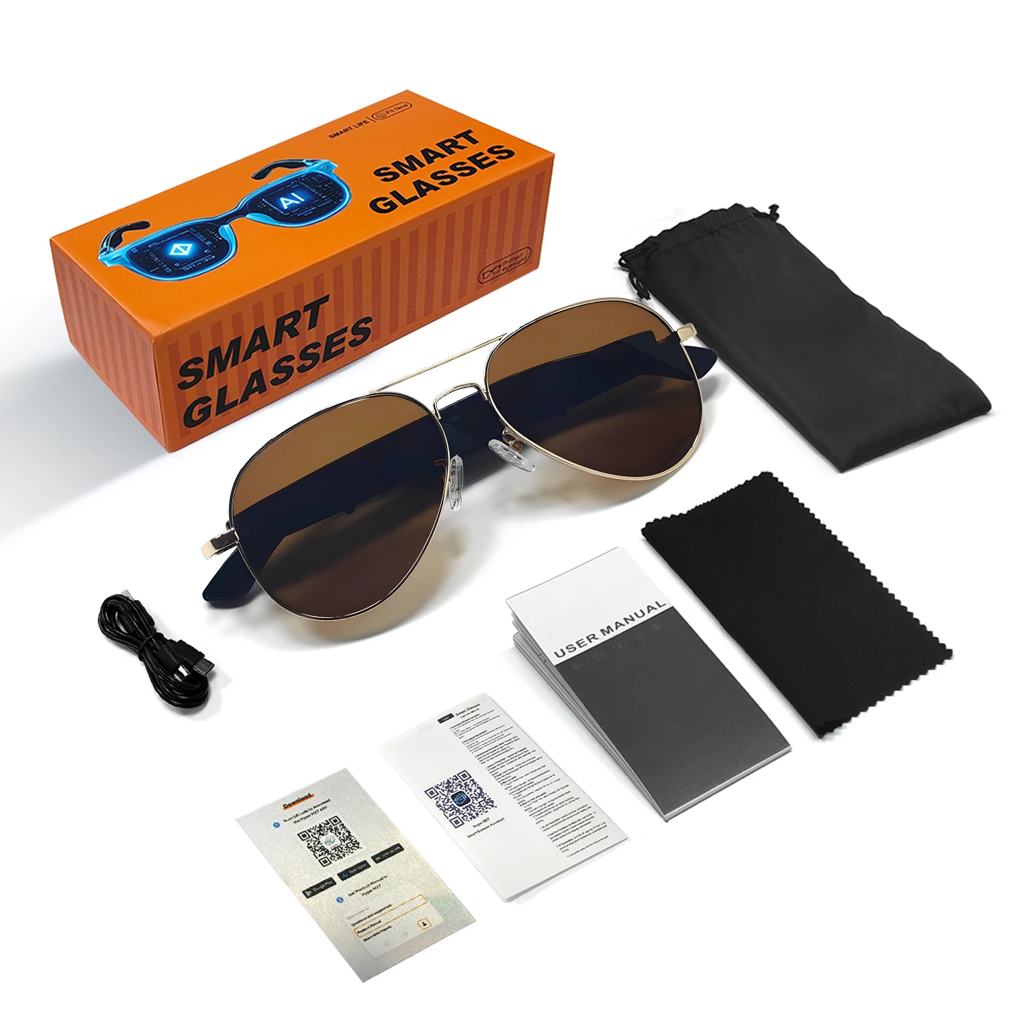 New AI Translation Smart Glasses 100+ Languages Make Receive Calls Music Calling Noise Reduction Light BT TWS Glasses Men Women