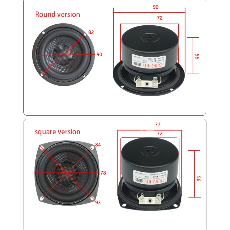 US $20.22 25~40W 3 Inch Speaker 4ohm~8ohm Woofer Subwoofer Speaker Bass Hifi Speaker Unit Glass Fiber Woven Basin Low Frequency Powerful