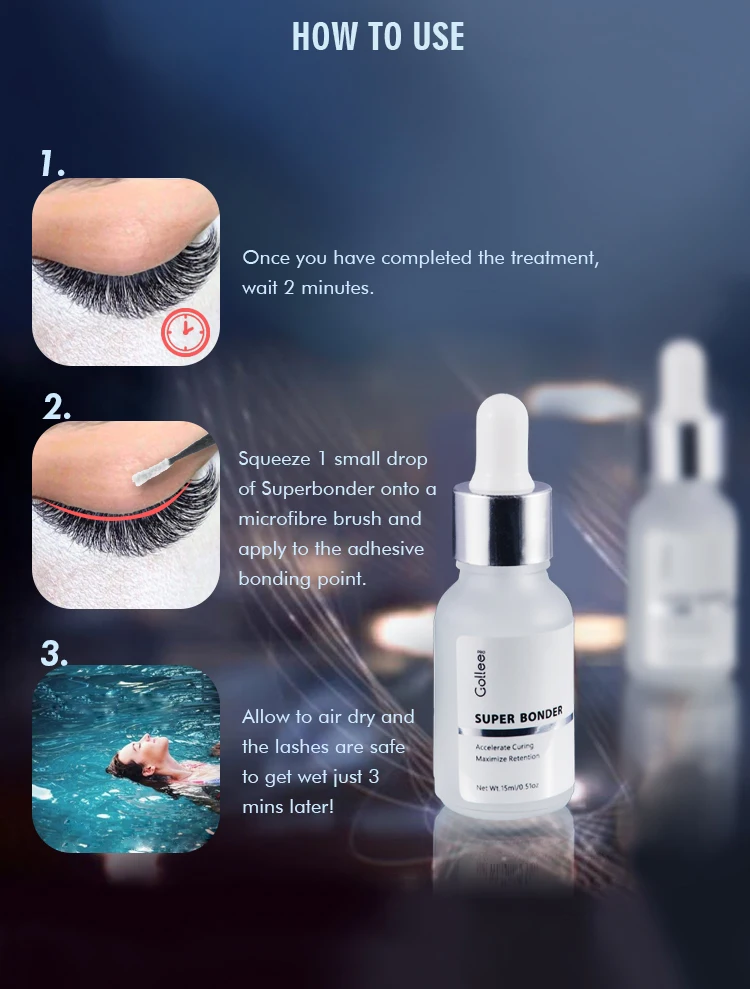 Gollee Wimpernkleber 0,5s Schnelltrocknender Wimpernkleber für Salon-Künstler 6-8 Wochen Haltbarer Wimpernverlängerungskleber Professionelles Wimpern-Make-up – Detail 20