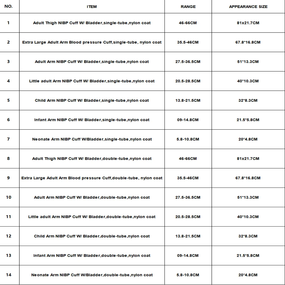 compatible nylon single/double pipe NIBP Cuff Kit for adult thick large adult child infant newborn blood pressure Cuff-Sf38eefb08477471b9699d0174cf2f138h-MPOWC