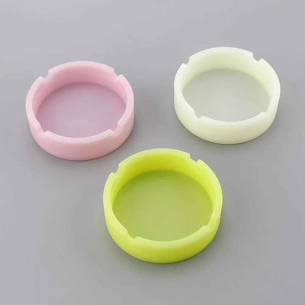 Cool Luminous Silicone Portable Ashtray High Temperature Heat Resistant Anti-fall Round  Ashtray Cigarette and Home Accessories