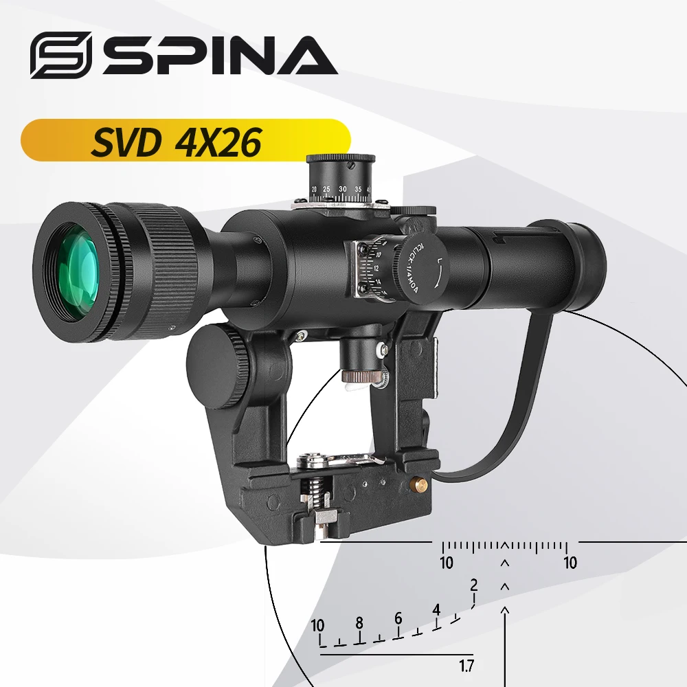 

SVD 4X26 Red Illuminated Hunting Riflescope Glass Reticle Tactical Optics Sights Shooting AK Rifle Hunting Shoot Outdoor Ak47