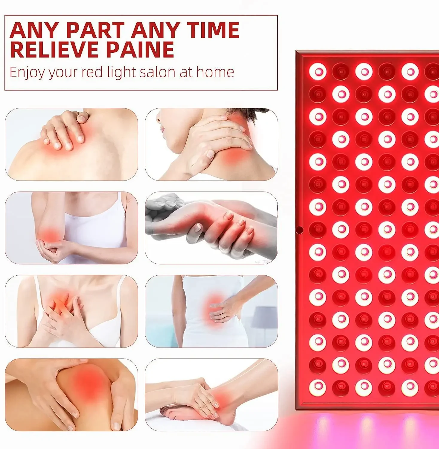LED Infrared 660nm850nm Beauty Lamp Household Beauty Instrument Flat Photon Skin Rejuvenation Instrument Physiotherapy Lamp