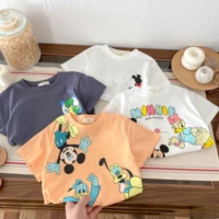 Mickey Mouse Tshirt Cartoon Print Short Sleeve T For Boys And Girls Loose Casual Sports Tops Children Cotton Fashion White Tees 1