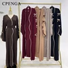 2025 Eid Middle East Muslim Women Bow Sleeves Dress Ramadan Dubai Kimono Abaya Islamic Party Outfit Fashion Turkey Modest Robe
