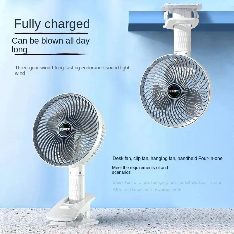 

Multipurpose Fan with Clip USB Rechargeable Cordless Circulating Cooling Fan for Office Camping Desktop Handheld Fan 3 Speed