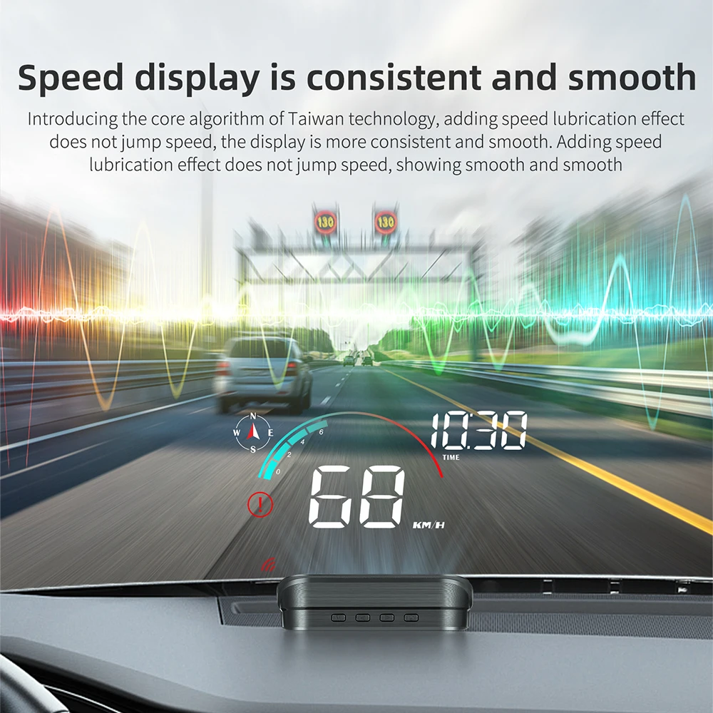 Car Head Up Display Speed RPM MPH HUD GPS Speedometer Projector Screen Dashboard with Odometer Overspeed Alarm For All Cars