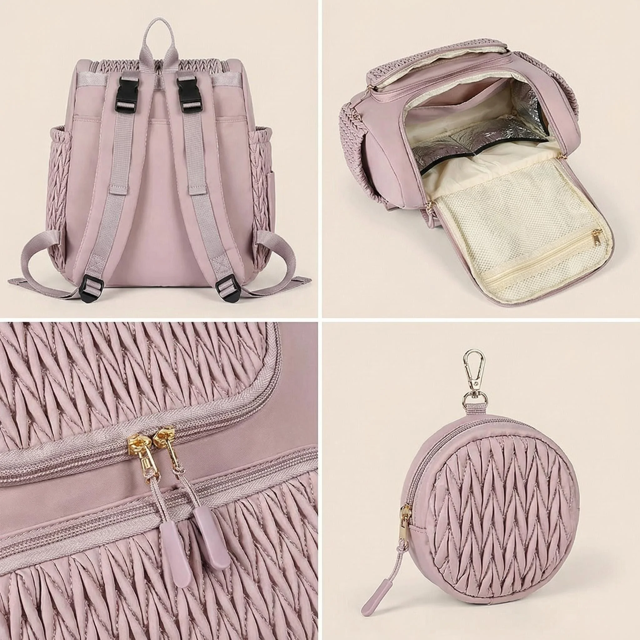 Fashion Mommy Diaper Backpack Large Capacity Baby Care Stroller Hanging Bag Travel Nursing Backpack for Mothers with Organizer - 2