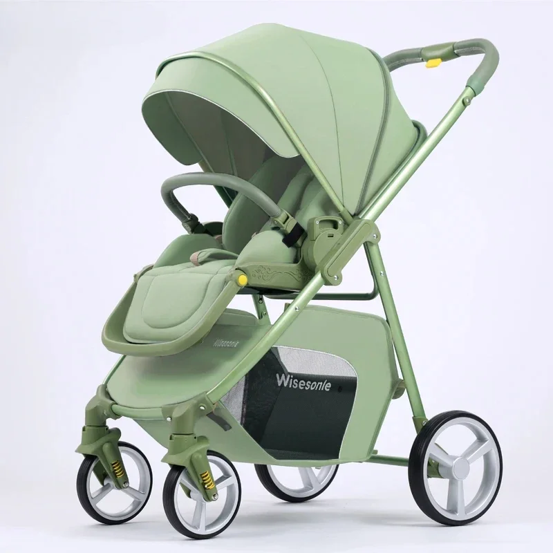 Lightweight Baby Stroller Two-way Push Foldable Baby Stroller Lightweight Travel Pram Four Wheels High-view Carriage