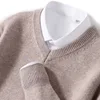 Men's Cashmere Warm Pullovers Sweater V Neck Knit Autumn Winter Fit Tops Male Wool Knitwear Jumpers Bottoming shirt Plus Size 1