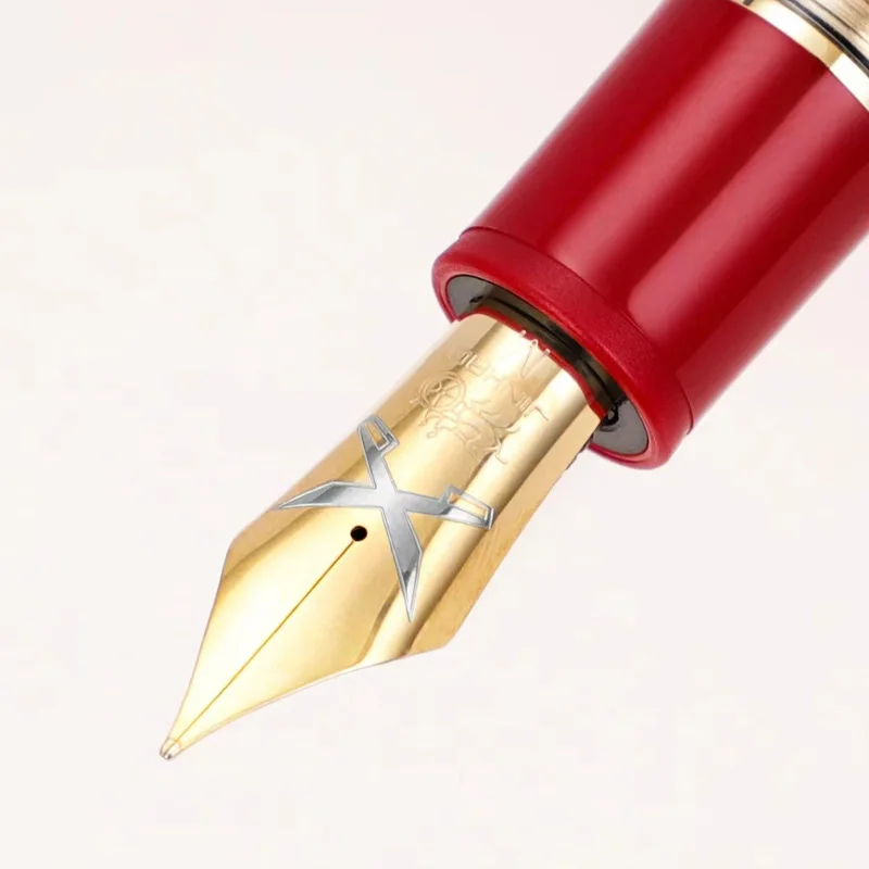 JinHao 1935 만년필, 투명 레드 스핀 F/M 펜촉 문구, 사무실 학교 용품, 필기 선물 잉크 펜