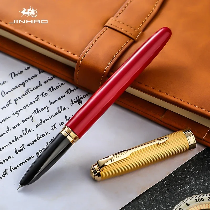 

Перьевая ручка Jinhao в стиле ретро с тонкими стрелками, зажим для письма под золото, материал для школьных подписей, дополнительный офисный медный и деревянный наконечник, 85 Pro